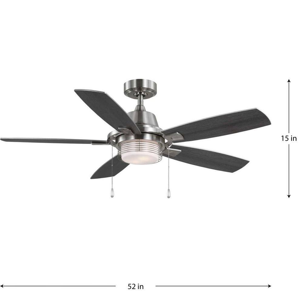 Freestone 52" Brushed Nickel Ceiling Fan with Reversible Blades and Lighting