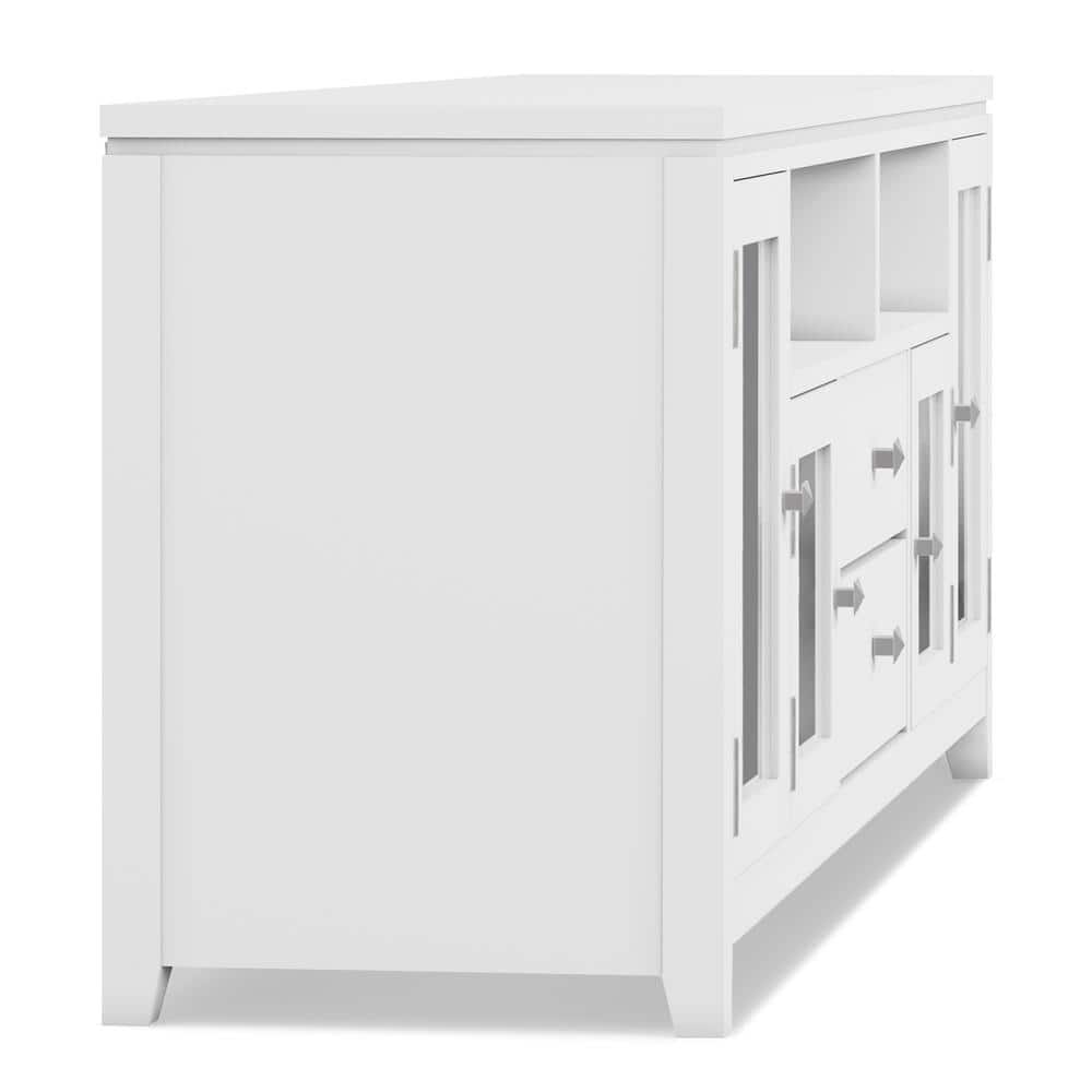 Cosmopolitan White Solid Wood 72" TV Media Stand with Cabinets