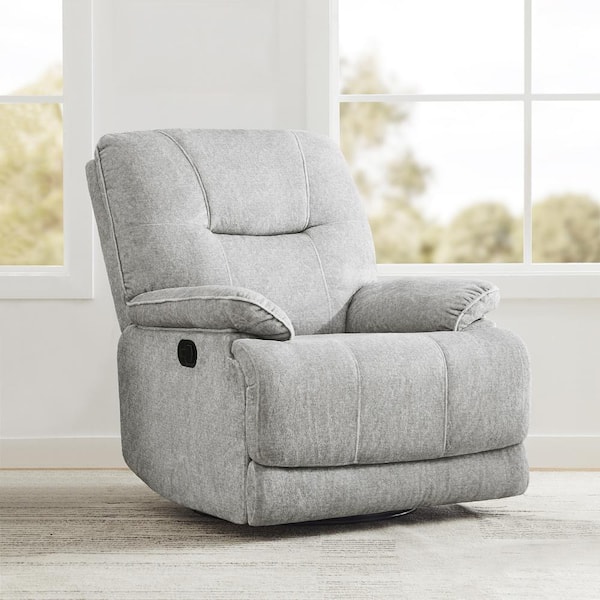 Spruce & Spring Rani Light Gray Fabric Manual Glider Recliner