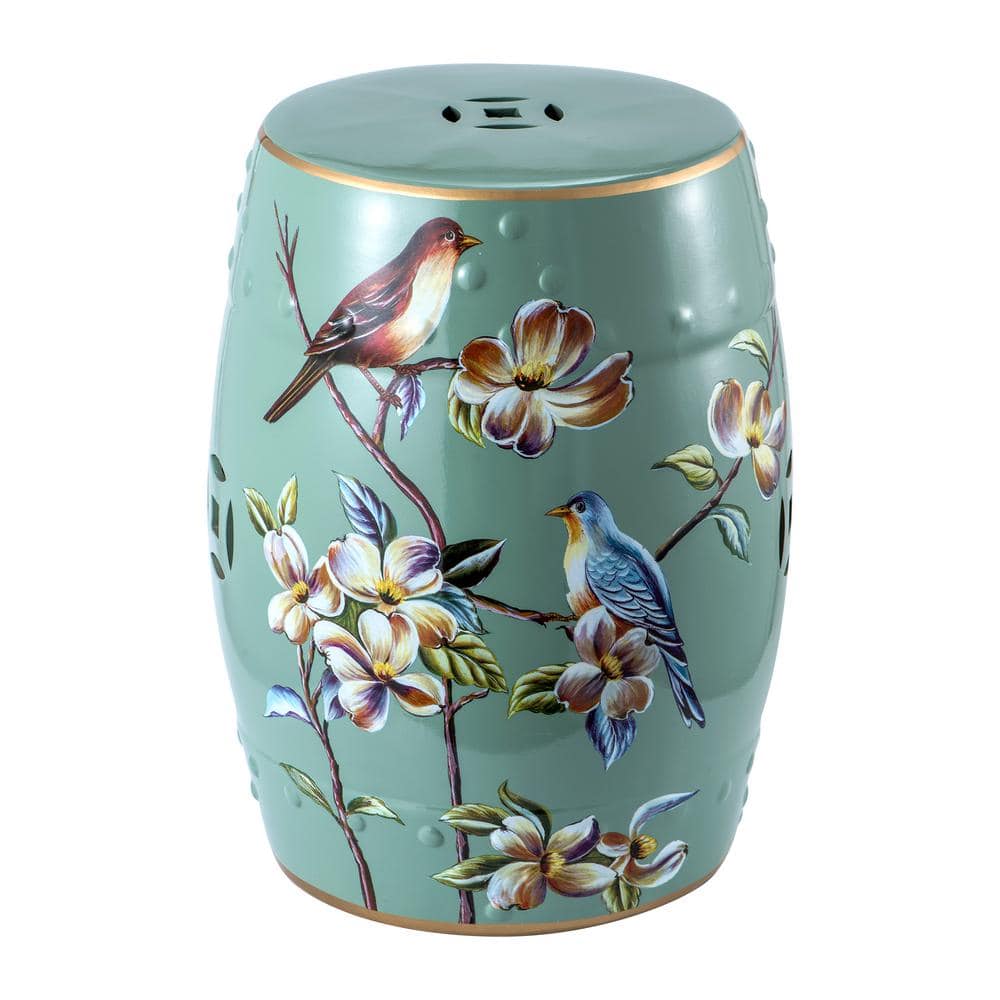 Animal Patterns Green Ceramic Garden Stool Ceramic Decorative