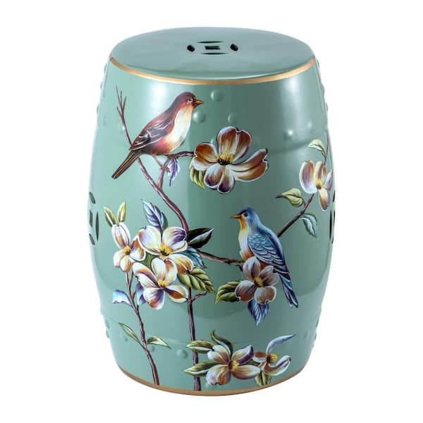 Unbranded Animal Patterns Green Ceramic Garden Stool Ceramic Decorative