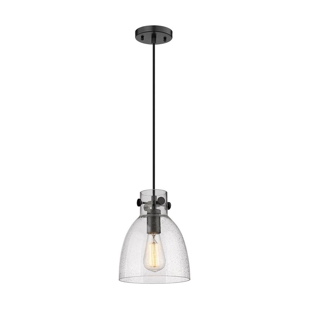 Innovations Newton Bell 100-Watt 1 Light Matte Black Shaded Pendant ...