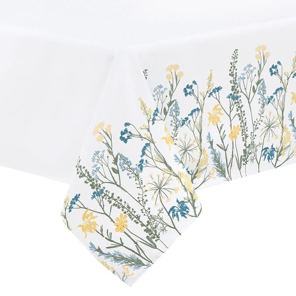 Lenox Wildflowers Border Tablecloth, Blue - 60"W x 120"L
