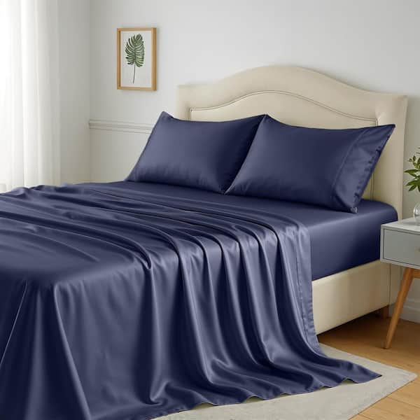 4-Piece Blue Bamboo King Cooling Sheet Set