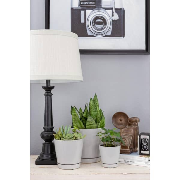 6 in. Piedmont Small Gray Ceramic Planter (6 in. D x 5.7 in. H) with Drainage Hole Decorative Pots (2-Pack)