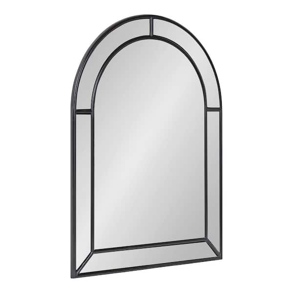 Kate and Laurel Fairbrook 24 in. H x 18 in. W Glam Arch Framed Black Wall Mirror