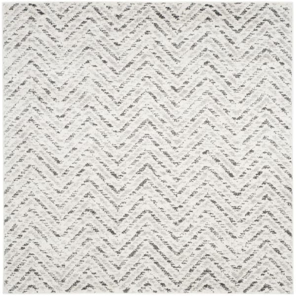 SAFAVIEH Adirondack Ivory/Charcoal 6 ft. x 6 ft. Square Chevron Area Rug