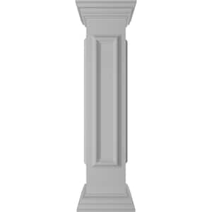 End 40 in. x 8 in. White Box Newel Post with Panel, Flat Capital and Base Trim (Installation Kit Included)