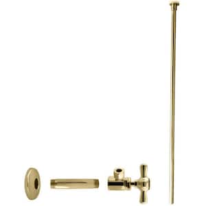 1/2 in. IPS x 3/8 in. OD x 20 in. Flat Head Supply Line Kit with Cross Handle Angle Shut Off Valve, Polished Brass
