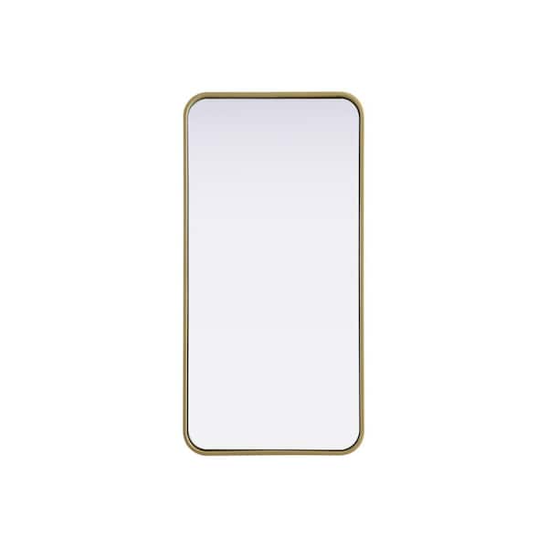 Unbranded Timeless Home Brass 18 in. W x 36 in. H Contour Wall Mirror