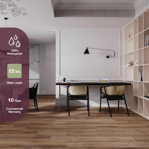 Bonnyneck Oak 12 MIL x 7 in. W x 48 in. L Natural Brown Water Resistant Click Vinyl Plank Flooring 23.33 sq. ft./Case