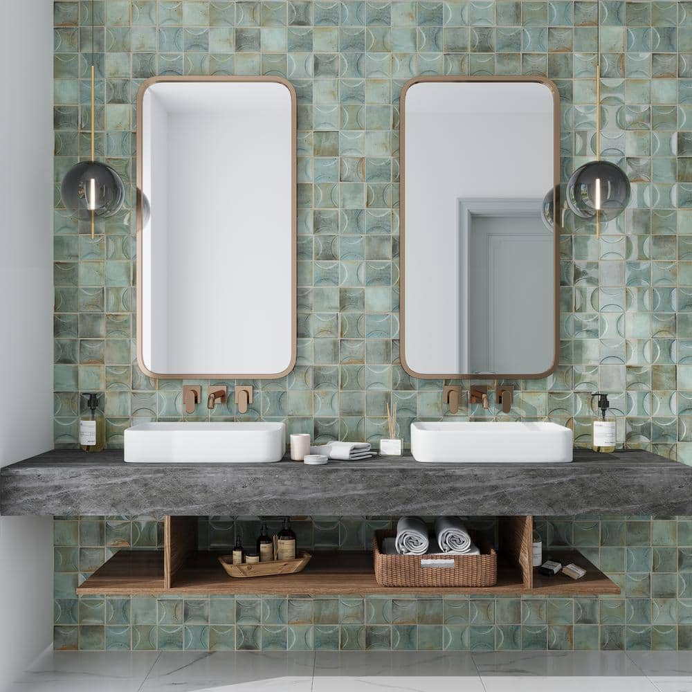 Antiek 3.94 in. x 3.94 in. Glossy Ceramic Square Deco Wall Tile (6.68 sq. ft./case) (60-pack)