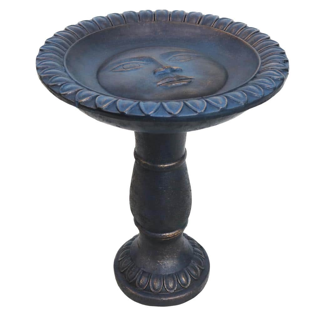 Gray Glass Fiber Reinforced Concrete Sun Design Bird Bath - 26"