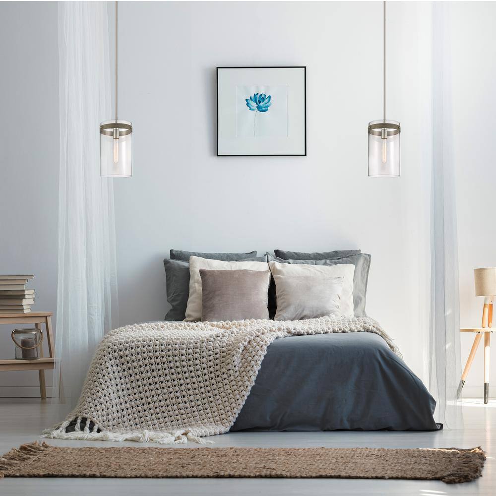 Sleek Reflecta 13.5" Brushed Nickel Pendant with Glass Shade