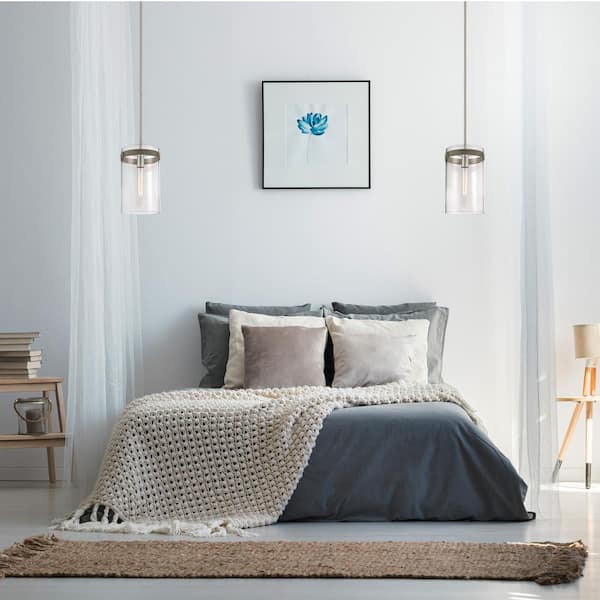Reflecta 60-Watt 1-Light Brushed Nickel Minimalist Pendant Light with Clear Glass Shade and No Bulbs Included