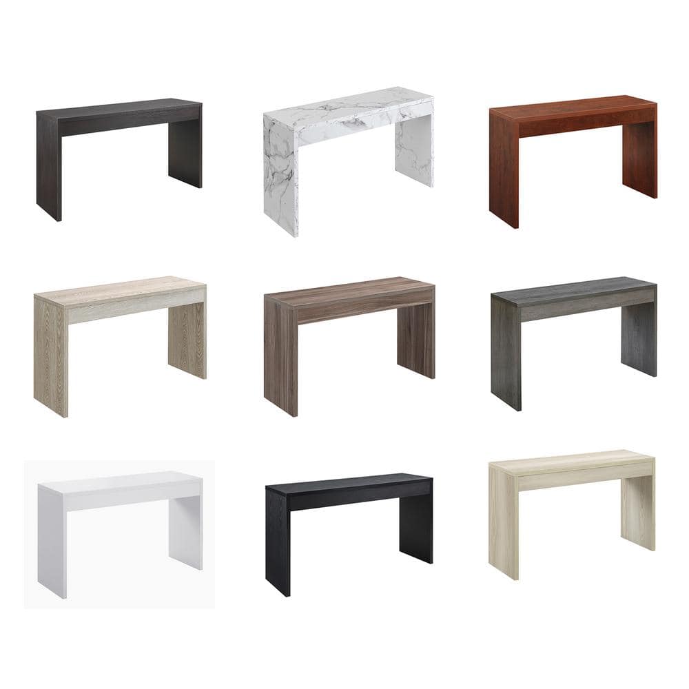 Modern White Melamine 48" Console Table with Faux Marble Finish