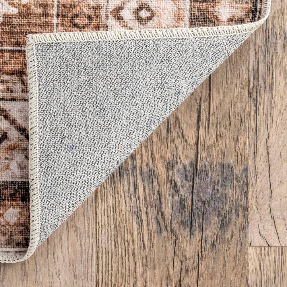 Jessamine Beige Geometric Washable Synthetic Area Rug