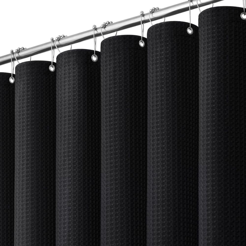 72 in. W x 72  in. L Black Waffle Weave Shower Curtain Set, Polyester Bath Curtain with 12 Hooks price history on PriceWatchPro