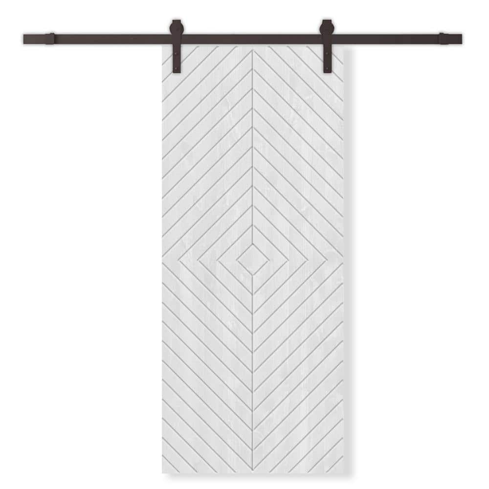 42 in. x 96 in. White Stained Pine Wood Modern Interior Sliding Barn Door with Hardware Kit price history on PriceWatchPro