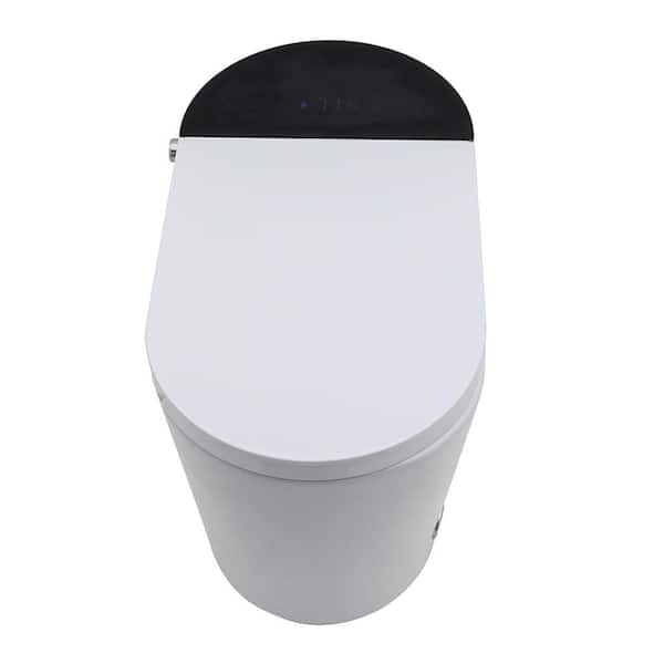 27.5 in. 1.28 GPF One Piece Elongated Smart Toilet in White w/Built-in Bidet, LED Display, Night Light and Dryer