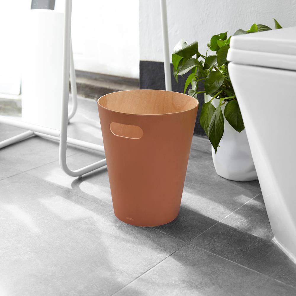Sierra Light Brown Wood 2-Gallon Trash Can