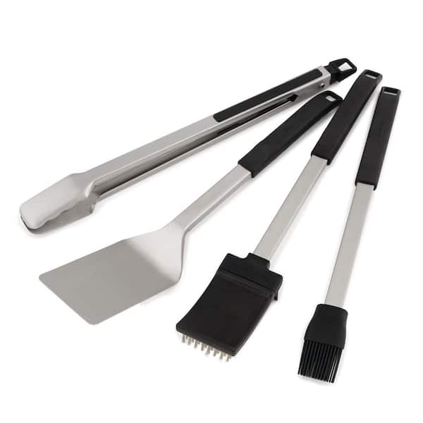 Cuisinart CGS-1100 (Spatula, Locking Tongs, Fork, Basting Brush) 4-Piece  Grill Tool Set, Ash Wood Handle