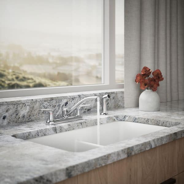 KOHLER Jolt Double Handle Standard Kitchen Faucet with Pull Out