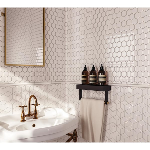 Le Cafe 11 in. x 12 in. White Porcelain Mosaic Tile (8.89 sq. ft. /Case)