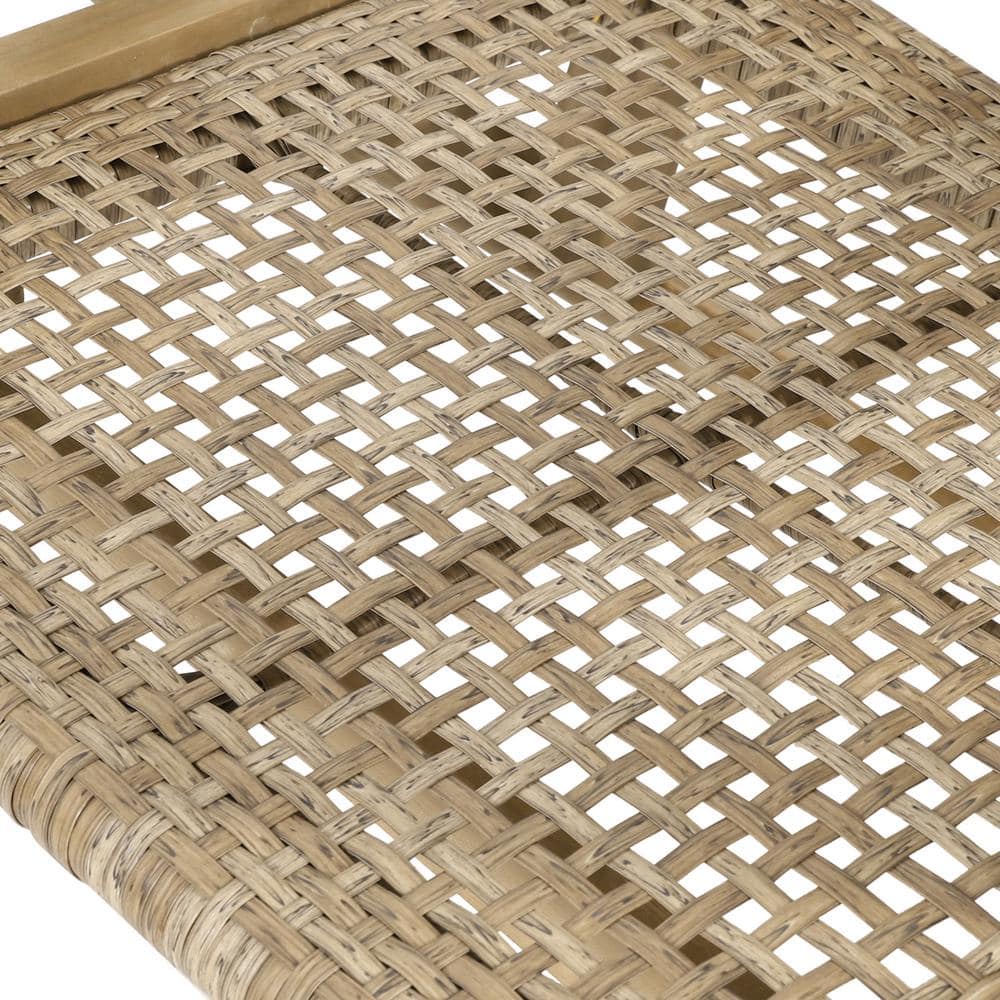 Rustic Acacia Wood and Wicker Outdoor Dining Chair, Light Brown, Set of 2