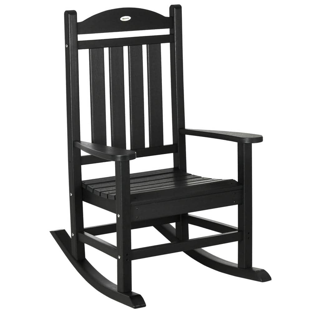 Outsunny Waterproof Black Plastic Outdoor Rocking Chair 84G