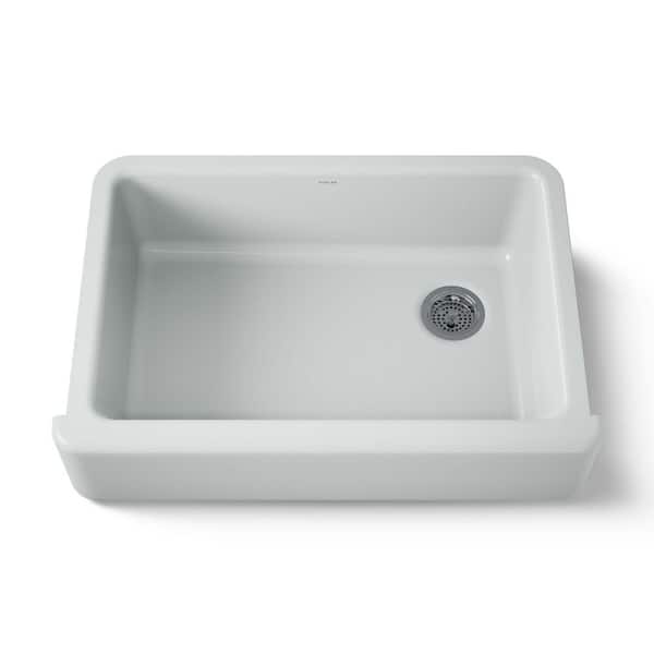 KOHLER Whitehaven Farmhouse Apron Front Self-Trimming Cast Iron 33 in. Single Bowl Kitchen Sink in Ice Grey