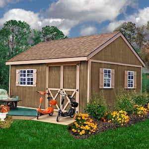 New Castle 16 ft. x 12 ft. Wood Storage Shed Kit with Floor Including 4 x 4 Runners