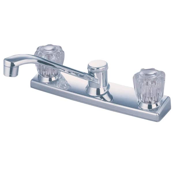 2 Handle Deck Mount Standard Kitchen Faucet with Sprayer inPolished Chrome