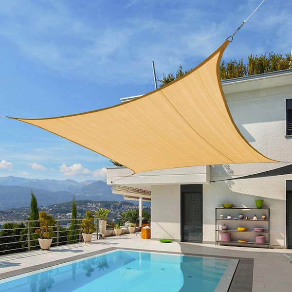20 ft. x 20 ft. 185 GSM Sand Square UV Block Sun Shade Sail for Yard and Swimming Pool etc.