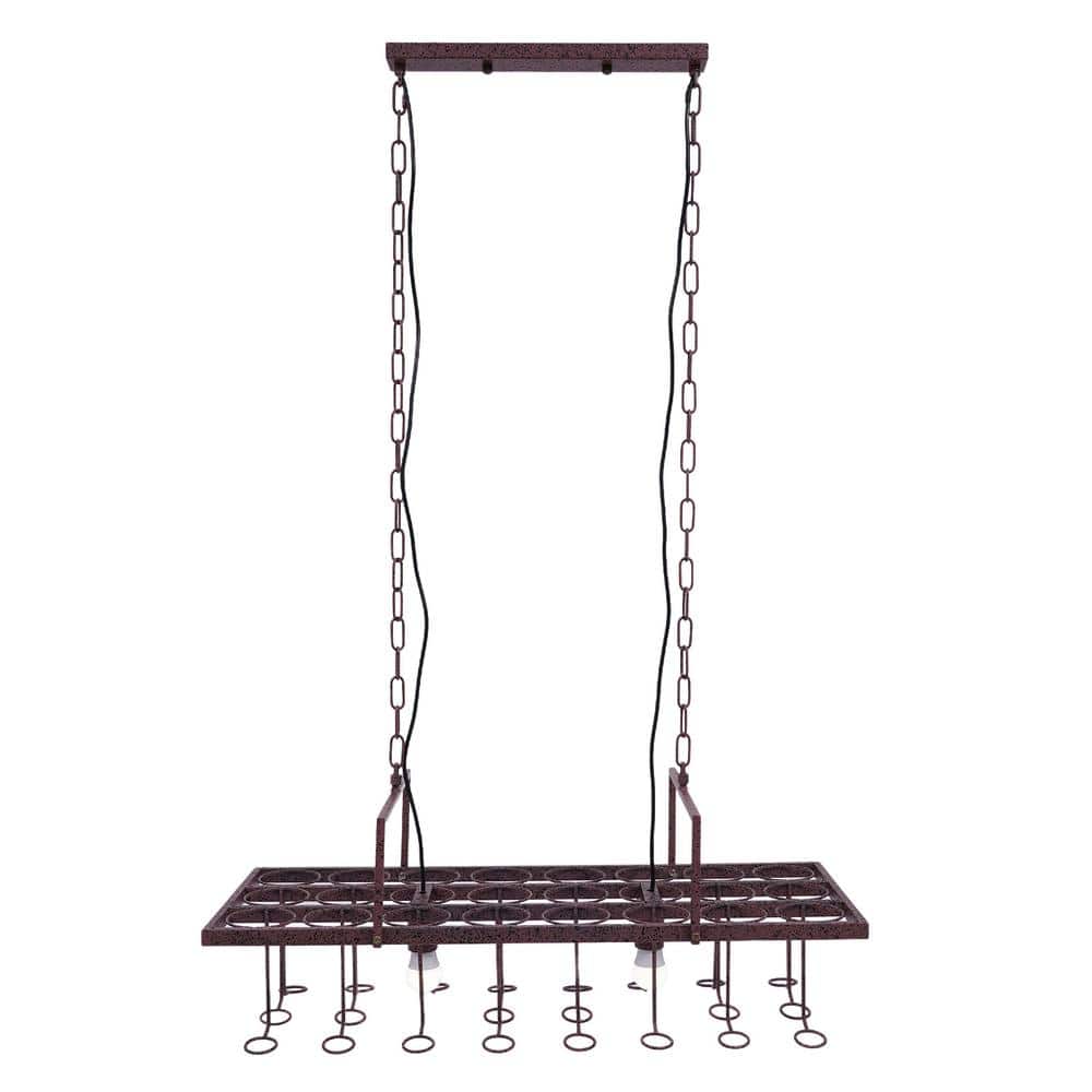 40-Watt 2 Light Brown Retro 24 Wine Bottle Restaurant Bar Pendant Light with Adjustable Height, No Bulbs Included price history on PriceWatchPro