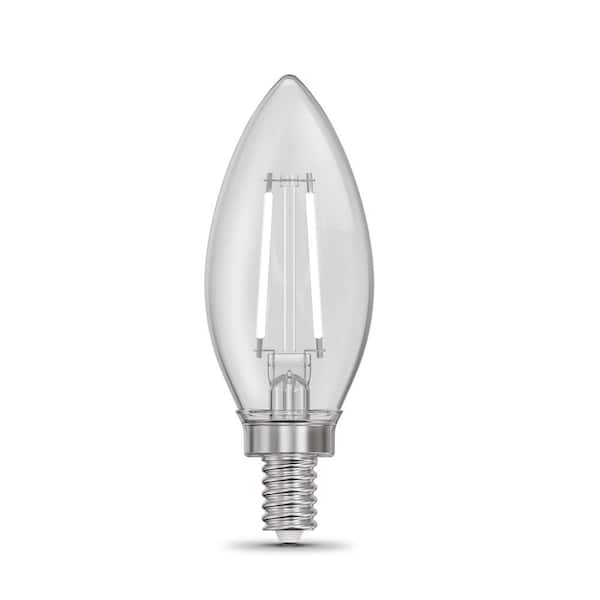 40-Watt Equivalent B10 E12 Candelabra Dim White Filament Clear Glass Chandelier LED Light Bulb Daylight 5000K (18-Pack)