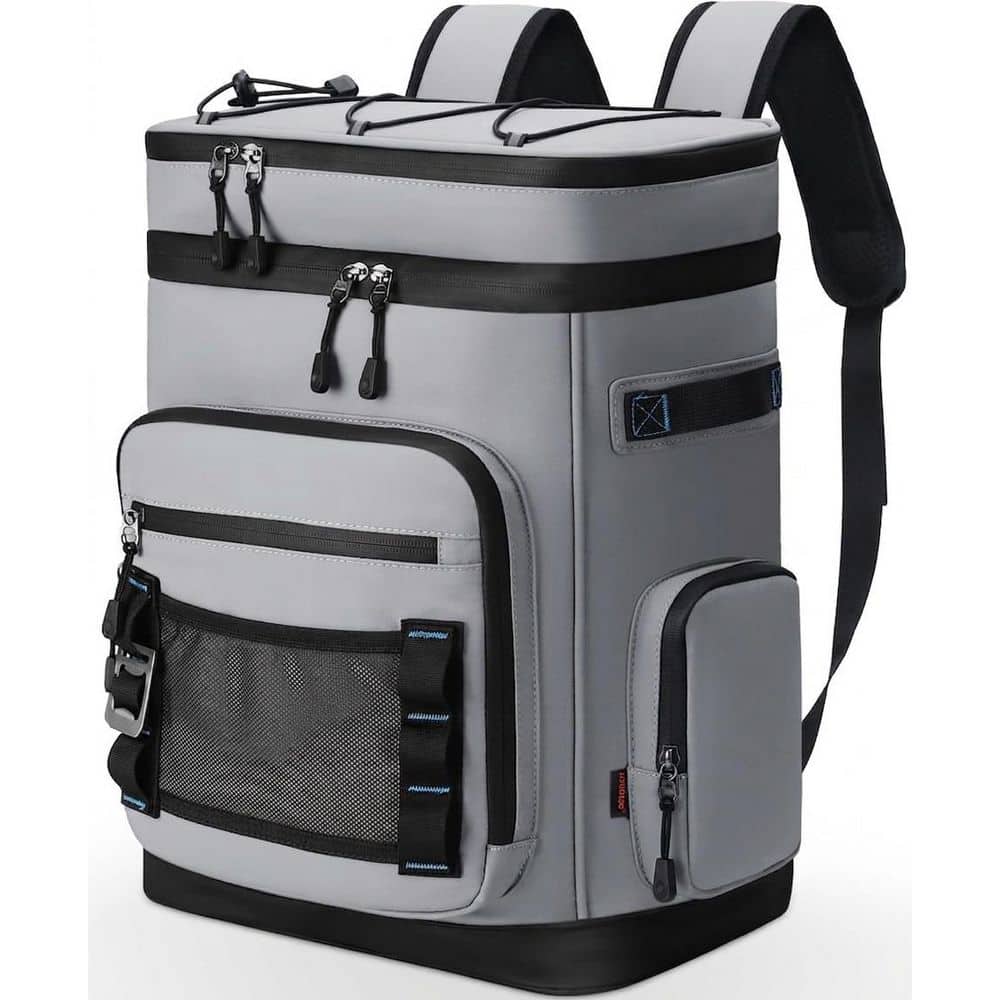 Gray Waterproof Insulated Cooler Backpack Leak-Proof Lunch Bag for Camping Beach Picnic Outdoor 48 Cans