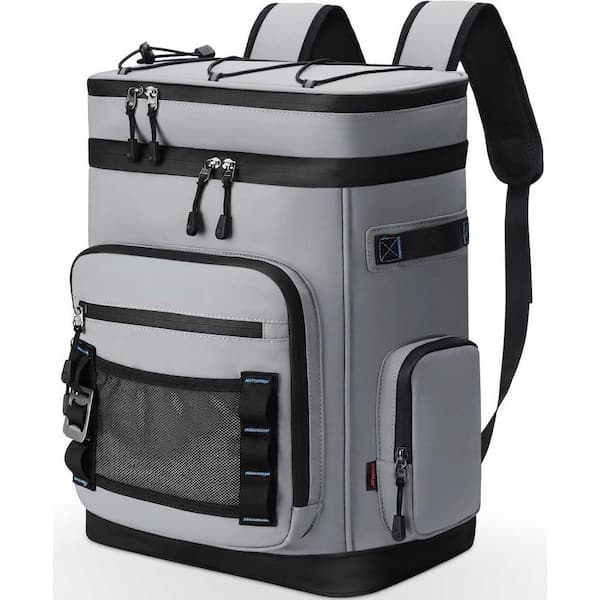Gray Waterproof Insulated Cooler Backpack Leak-Proof Lunch Bag for Camping Beach Picnic Outdoor 48 Cans
