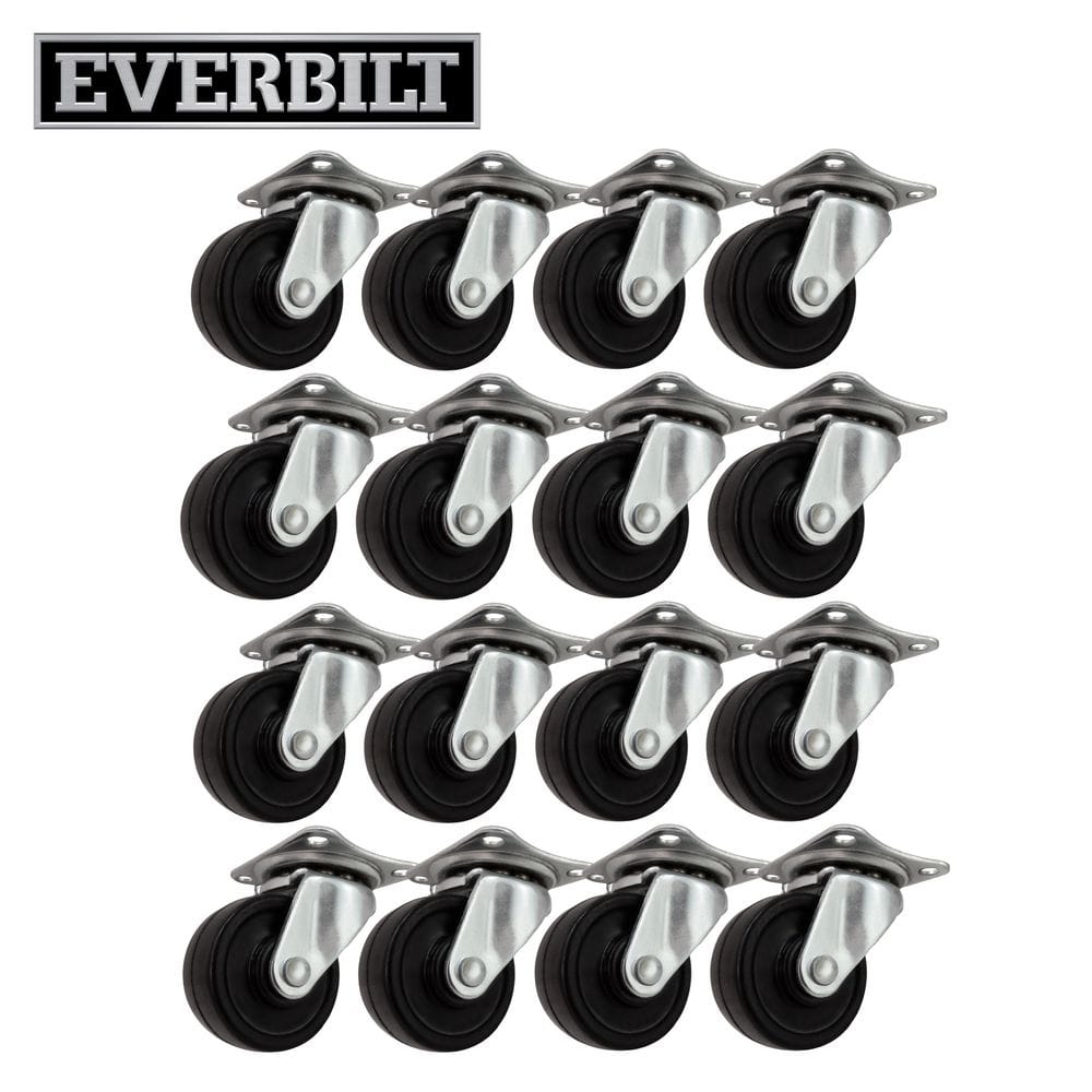 1 1/2 in. Black Soft Rubber and Steel Swivel Plate Casters with 40 lbs. Load Rating 16 Pack price history on PriceWatchPro