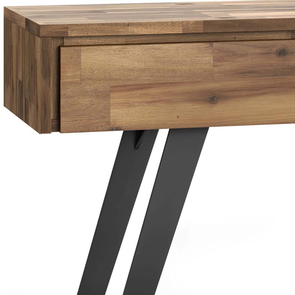 Golden Wheat Rustic Console Table with Metal Legs and Storage