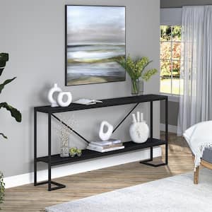 Phoebe 64 in.Blackened Bronze and Black Grain Console Table with MDF Top
