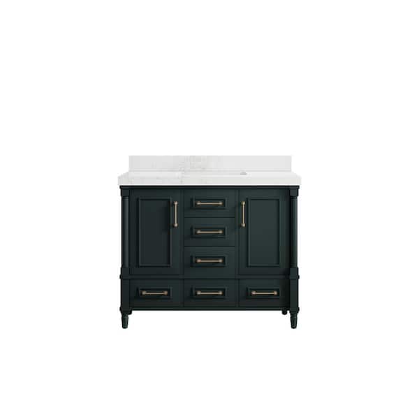 Willow Collections Hudson 42 in. W x 22 in. D x 36 in. H Bath Vanity in Dark Green with 2 in Empira Quartz Top