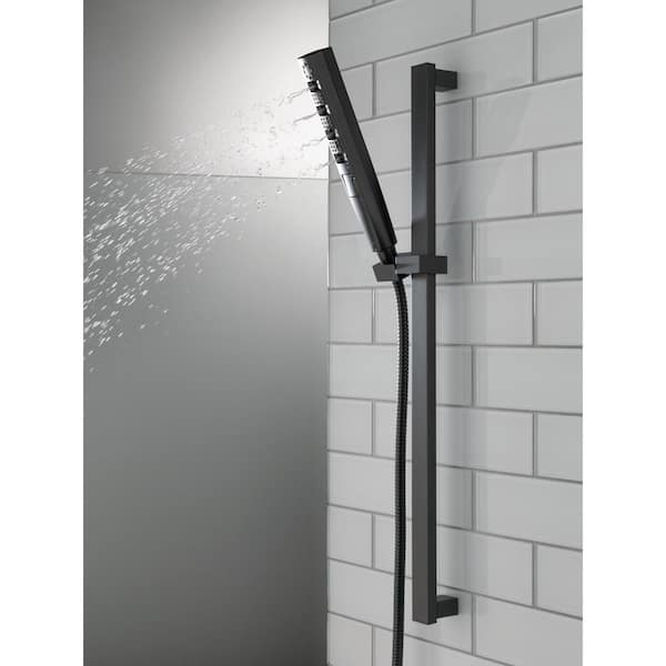 4-Spray Patterns 1.75 GPM 1.43 in. Wall Mount Handheld Shower Head with H2Okinetic in Matte Black