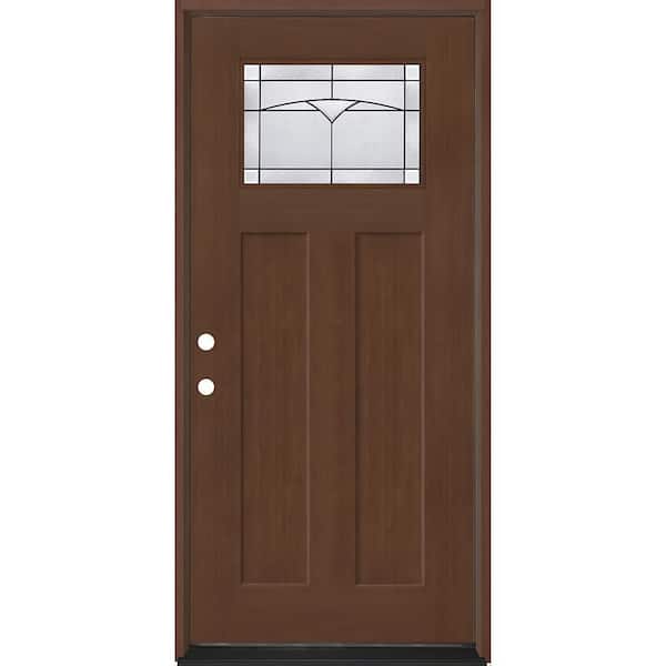 Regency 36 in. x 80 in. 1/4 TopL Horizon Glass RHIS Chestnut Fir Fiberglass Prehung Front Door with 4-9/16 Jamb
