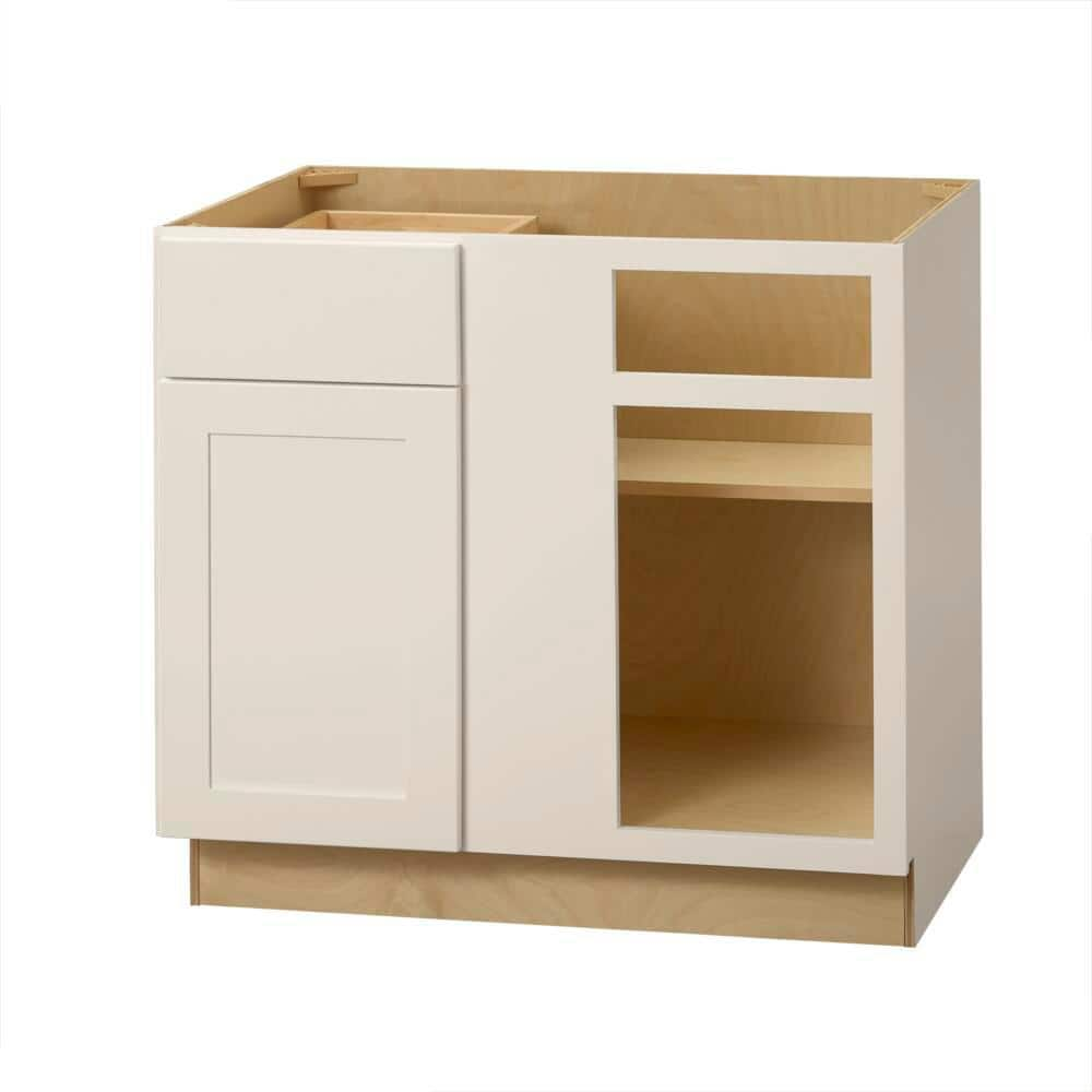 Avondale 36 in. W x 24 in. D x 34.5 in. H Ready to Assemble Plywood Shaker Blind Corner Kitchen Cabinet in Antique White -  Hampton Bay