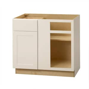 Avondale 36 in. W x 24 in. D x 34.5 in. H Ready to Assemble Plywood Shaker Blind Corner Kitchen Cabinet in Antique White