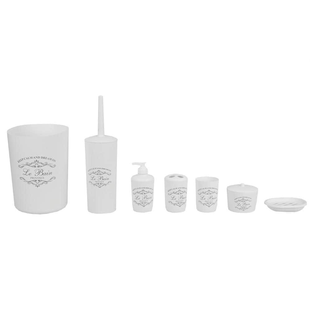 Home Basics Paris 7Piece Bath Accessory Set in White BA41542 The Home Depot