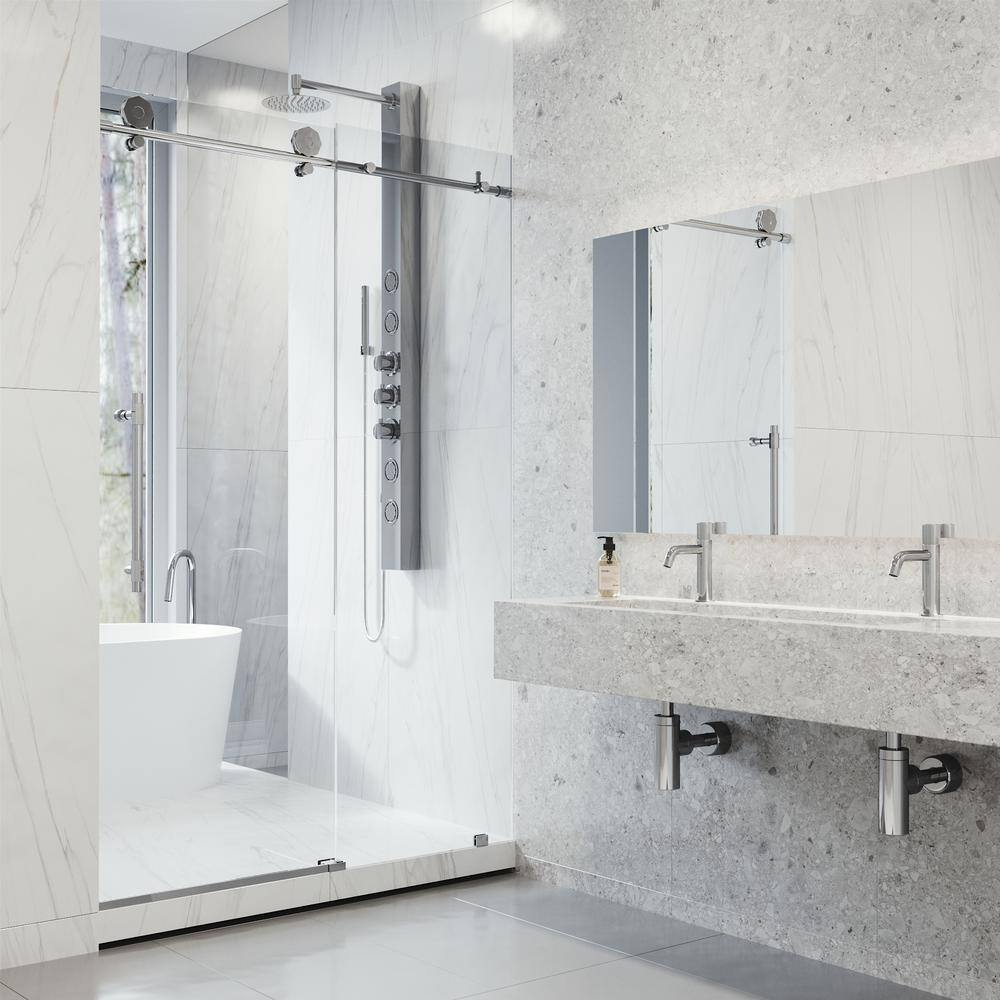 Elan Hart 72" Frameless Sliding Shower Door with Clear Glass