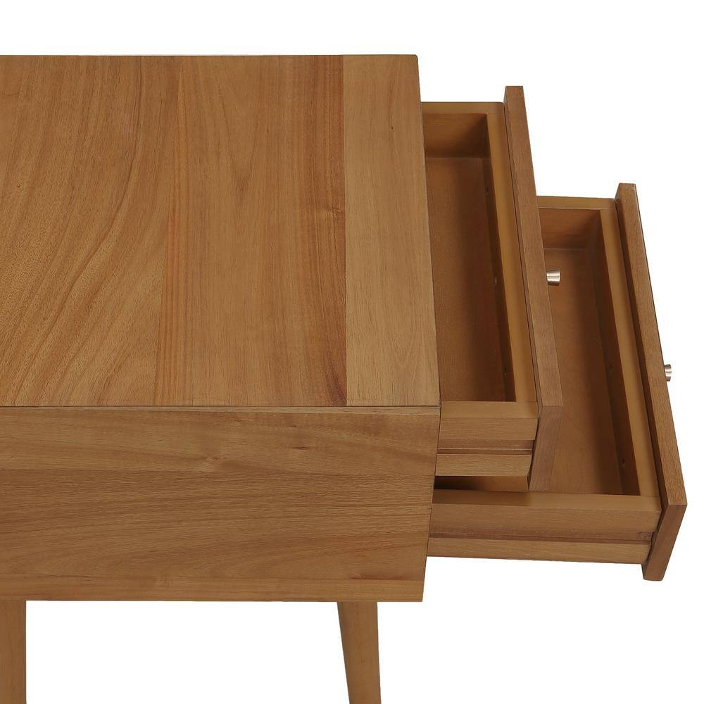 Harper Mid-Century Oak Brown 2-Drawer Nightstand Set