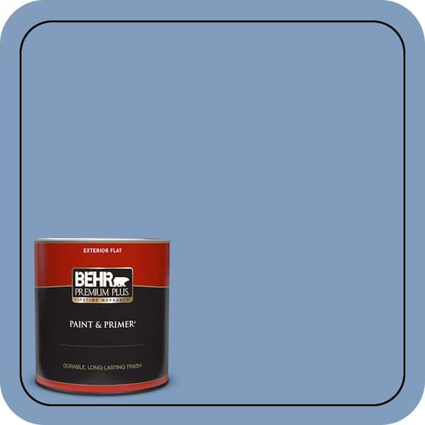 BEHR PREMIUM PLUS 1 qt. #M530-4 Washed Denim Flat Exterior Paint & Primer